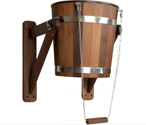 Wasserfall-Duscheimer 20 l aus Thermo-Linde mit Kunststoff­einsatz | Schwalldusche/Eimerdusche für Sauna | Saunazubehör für Kaltwasserguss & Kontrastduschen