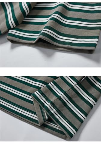 T-shirt d'été à rayures amples col rond et manches courtes casual - 4