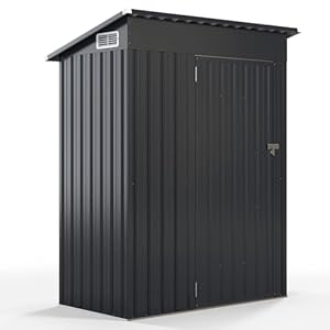 COSTWAY Tuinhuis van metaal, 150 x 90,5 x 185 cm, 1,5 m³, gereedschapsschuur met lessenaarsdak en deur, afsluitbaar, tuinhuisje, tuinschuur, outdoor, donkergrijs