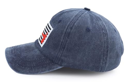 Image of Red Line Firefighter Axe USA Flag Hats for Men Women, Funny Adjustable Cotton Embroidered Baseball Cap