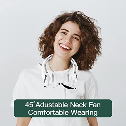fenshine beauty Portable Neck Fan,5000mAh 3 Speeds Adjustment 360° Cooling USB Wearable Fan Foldable Bladeless Neck Fan Rechargeable Neck Fan For Sports Outdoor (White)