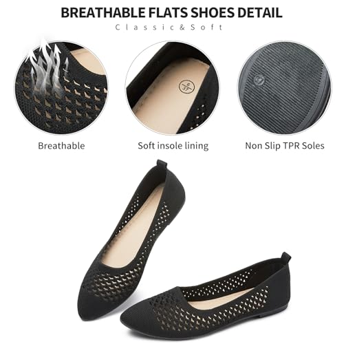 Image of hash bubbie Women's Mesh Flats Shoes Ballet Dress Shoes | knit dressy slip on business non slip breathable casual comfortable pointed toe loafers