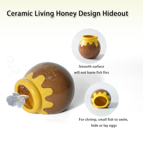 Image of Ceramic Aquarium Decor Cartoon Honey Design Betta Fish Tank Cave