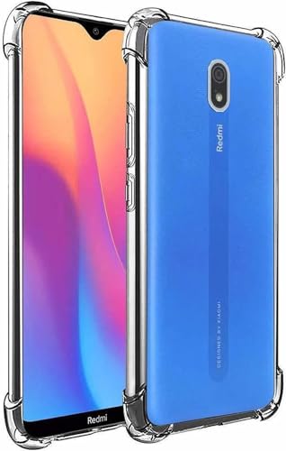 Image of BOXXO Flexible Back Cover for Mi Redmi 8A | Back Cover Transparent Clear Shockproof Case Four Corner Protection | Slim Protective Mobile Phone Cover for Mi Redmi 8A
