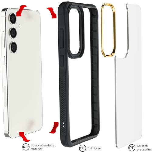Image of Ghostek Covert Galaxy S24 Plus Case Clear with Military Grade Shockproof Protection, Non-Slip Grip, Protective Silicone Phone Cover Designed for 2024 Samsung Galaxy S24+ (6.7 inch) (Black)
