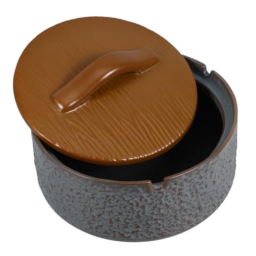 VICASKY Retro Ceramic Ashtray with Lid Windproof Vintage Desktop Ash Holder for Smokers Home Office Tabletop Decoration Chinese Style Elegant Craftsmanship