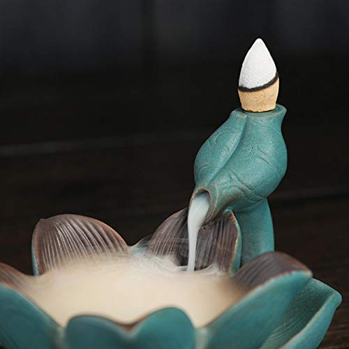 Lotus Censer Incense Holder Backflow Incense Stick Holder, Fountain Incense Burner With10 Backflow Incense Cones For Home Office Yoga Aromatcherapy #TOP2