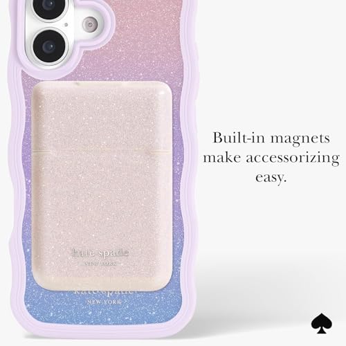 Image of kate spade new york iPhone 17 Case - Opal Glitter | Compatible with MagSafe - Lightweight Designer Case for iPhone 17 with Anti-Scratch Coating and Wavy Iridescent Ombre Design