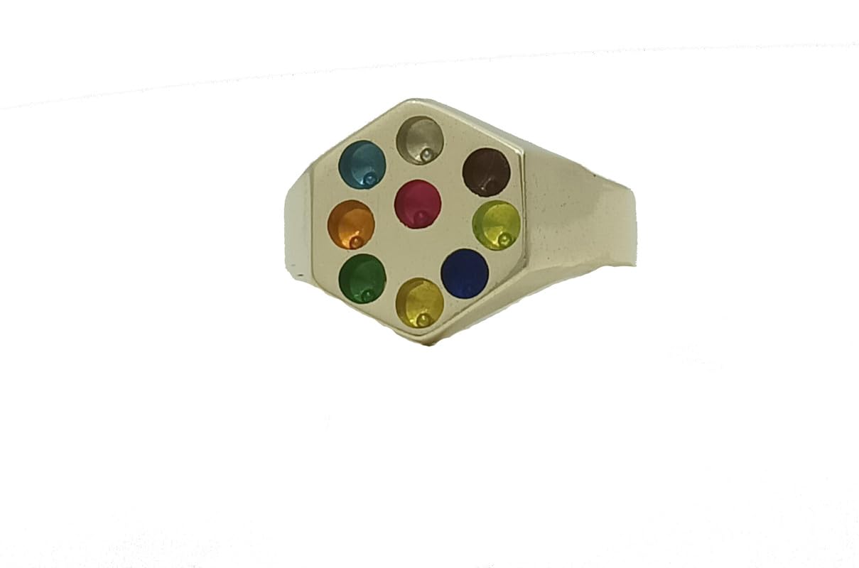 Ashtadhatu Nine Stone Star Shape Gold Plated Brass Men & Women Ring Golden-19