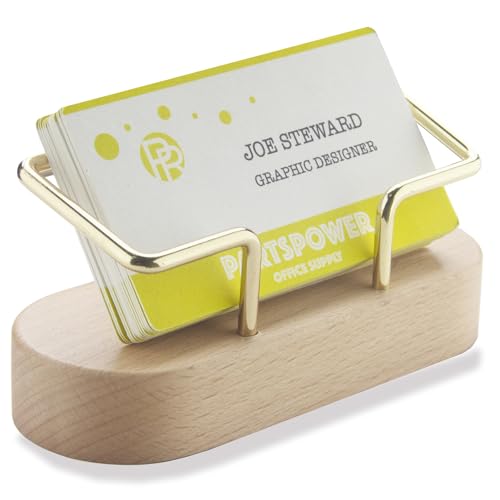 PARTSPOWER 木製名刺ホルダー デスク用 横型 木製 名刺ディスプレイスタンド デスクアクセサリー 名刺オーガナイザー (ブナ材)の商品画像（Amazon）