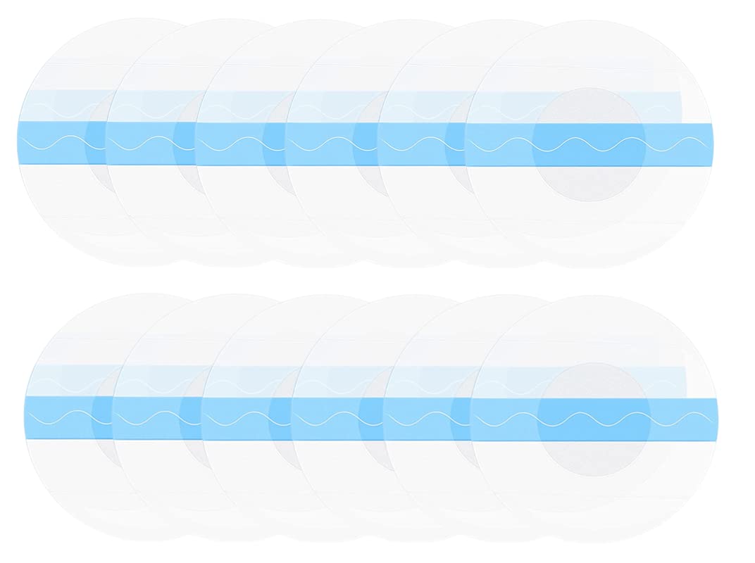 50 Pcs Freestyle Libre Sensor Covers Transparent Libre 1 & 2 Sensor Patches Waterproof Glue Free Center CGM Patches Breathable Fixation Tape for Your Sensor