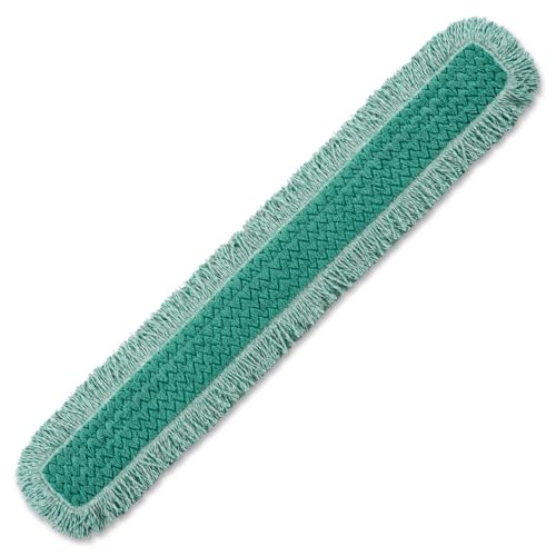 Image of Rubbermaid Commercial Products HYGEN 48 inch Microfiber Dust Pad with Fringe, Green, For Janitorial /Professional Cleaners and Heavy-Duty industrial Cleaning /Dusting /Sweeping
