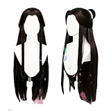 Anime Tian guanci Fu Xie Lian personaje juega peluca marrón peluca negra fiesta de disfraces de Halloween peluca sintética + sombrero de peluca