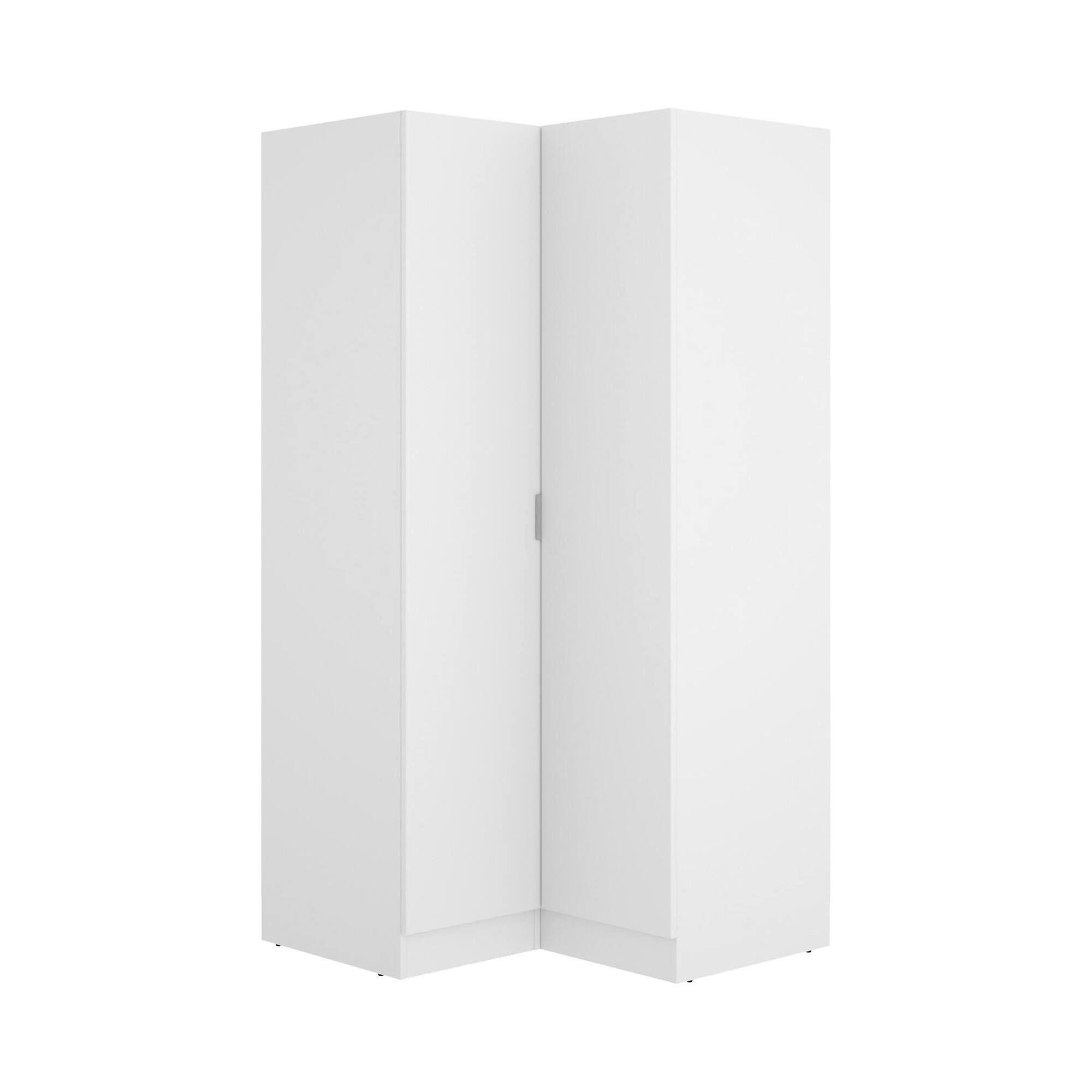 Dmora - Kleiderschrank 2 Türen Elgon, Eckschrank für Schlafzimmer, Eckschrank, 91x93h184 cm, Weiß