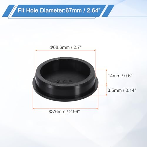 Image of uxcell Silicone Hole Plug, Waterproof Round Rubber Stoppers Bottle Seal Plugs Tube Pipe End Caps for 67mm /2.64 inch Hole for Bathtub Bottle, Black