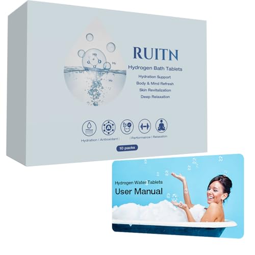RUITN Hydrogen Bath Tablets H2 Bath Bombs for Spa Hot Tub & Foot Soak | Hydrogen-Rich Tablets for Skin Glow Deep Hydration & Anti-Aging | 10 Packs