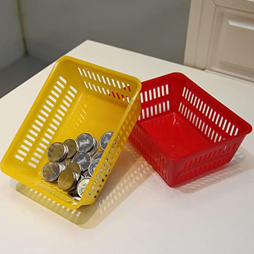 10 piezas cestas plásticas organizadoras amarillas miniatura 4