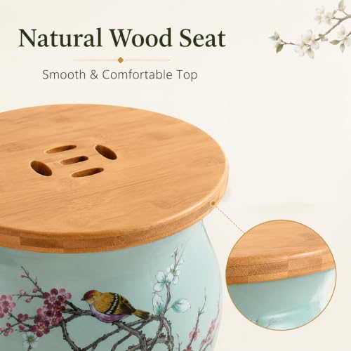 Taburete tambor de cerámica esmaltada, mesa auxiliar decorativa de jardín con tapa 5