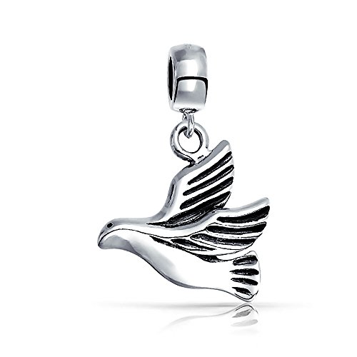 World Peace Olive Branch Open Dove Love Bird Dangle Charm Bead For Women Teen .925 Sterling Silver Fits European Bracelet
