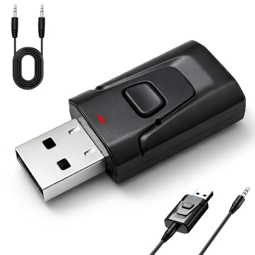 Adaptador Bluetooth USB 5.0, Transmisor Receptor 2 En 1 con Jack 3,5 Mm para TV Y Coche, Audio Sin Retardo, Plug and Play Compatible con Pc, Auriculares, Altavoces y Hi Fi