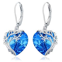 Tree of Life Earrings-Blue Crystal