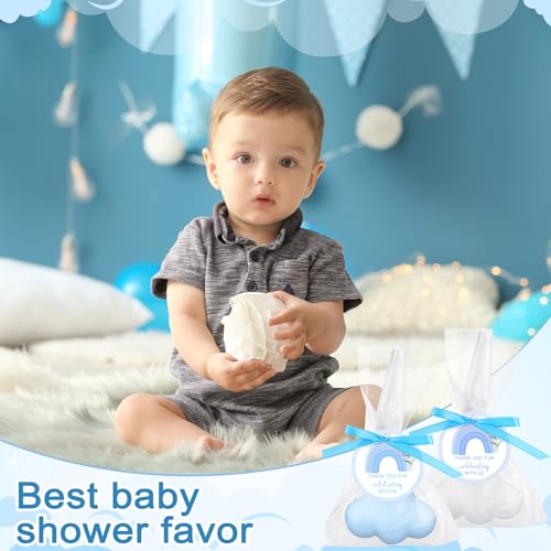 Image of Demissle 40 Sets Cloud Baby Shower Favors Cloud Handmade Scented Soaps Cartoon Story Party Favors with Thank You Cards for Guests Baby Shower Wedding Birthday Party Return Gifts (White,Blue)