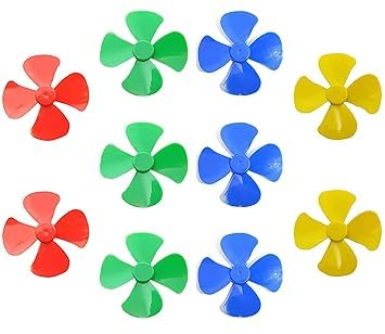 Toy Motor 4 Vanes Mini Fan Plastic Dc Motor Propeller Mini Fan Blade 4 Wing Propeller for DIY Projects, Kids Science Project 10 Sets-image-1