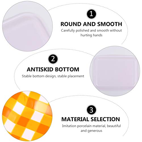 Doitool Outdoor Decor Melamine Rectangular Platter Tray Breakfast Serving Tray Decorative Fruit Snack Serving Party Platters Food Trays (Check) Wedding Decor #TOP4