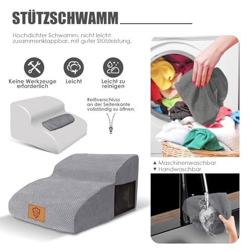 Myiosus Hundetreppe für Kleine Hunde, 2 Stufen Haustiertreppe, wasserdicht Hunde Treppen aus Schwamm, rutschfest Hunderampe für Sofa Bett, Hundetreppe mit Waschbar Bezug, Tragbar Katzentreppe