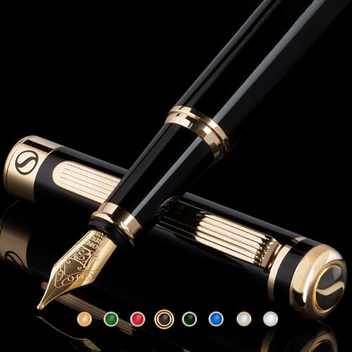 18金ペン先 黒万年筆 Amazon | 金色の18kgpブロードペン先の中型で で な高級万年筆450