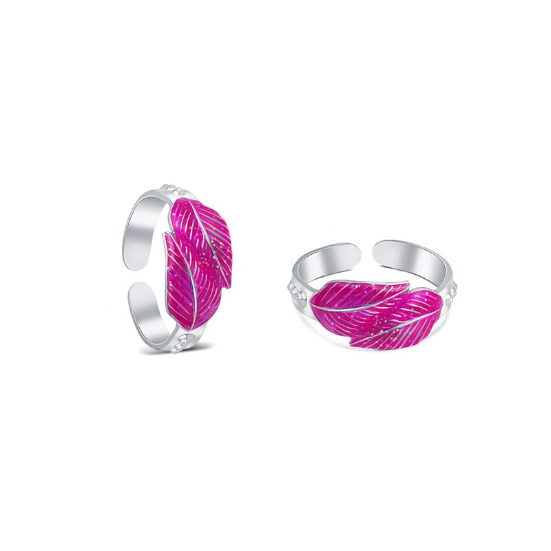 Pure 925 Sterling Silver Toe Ring | Pallav Enamel Toering - Pink | Silver Finish, Pink Enamel | Adjustable Toe Ring For Women (3 gram)-image-43