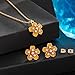 EVEVIC Fashion Cherry Blossom Necklace Earrings Set for Women 18K Gold Plated Hypoallergenic Sakura Flower Jewelry Set (Yellow)