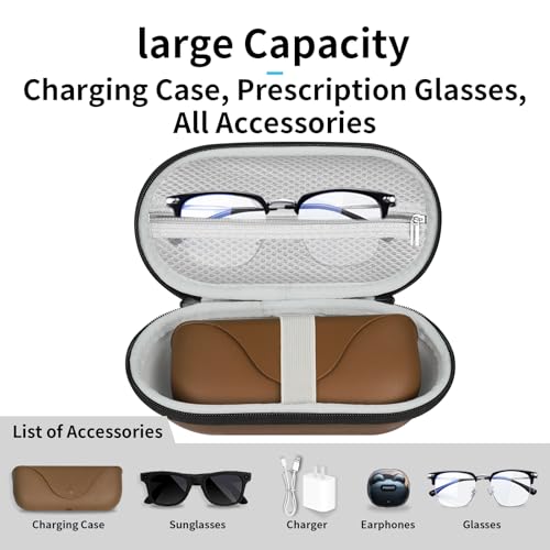 sarlar Hard Carrying Case for Ray-Ban Meta Wayfarer/Skyler/Headliner Smart Glasses Charging Case Accommodates all accessories and prescription eyeglasses Large portable protective AR charging case2
