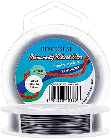 BENECREAT 22Gauge(0.6mm) Tarnish Resistant Black Wire Jewellery Making Copper Wire, 20M/22Yard