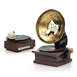 RAQWI Cat Vintage Phonograph and Record Player Figurine Suitble for Office, Home Decoration Perfect for Cat Lovers