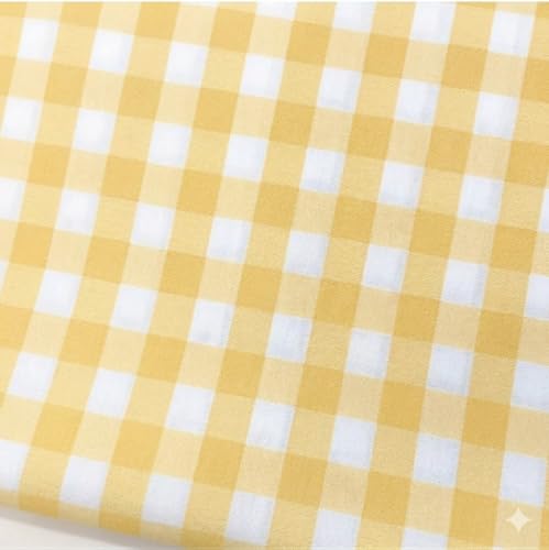 Tela de Vichy -Tela de Cuadro por metros será ideal para la creación de tus vestidos, blusas, manualidades,faldas, pantalones, blusas, 150 cm de ancho (AMARILLO, 10 MM)