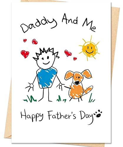 Smithtuy Fathers Day Card Funny Fathers Day Card Gifts for Husband Dad Dog Dad Gifts for Men Husband Happy Fathers Day Cards Decorations Gifts from Dog with Envelope