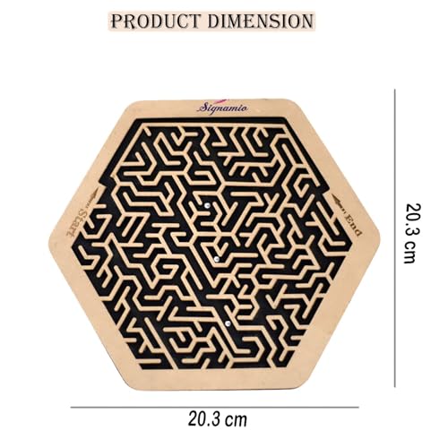 Image of SIGNAMIO Indoor Wooden Puzzle Game Hexagon Maze Ball - Engaging Mind Games for Kids & Adults, Perfect Brain Teaser & Time Pass Activity, Ideal Wooden Board Game for All Ages
