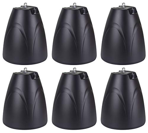 Rockville PEN-65T Black 6.5' 70V Pendant Speaker for Restaurants, 6-Pack