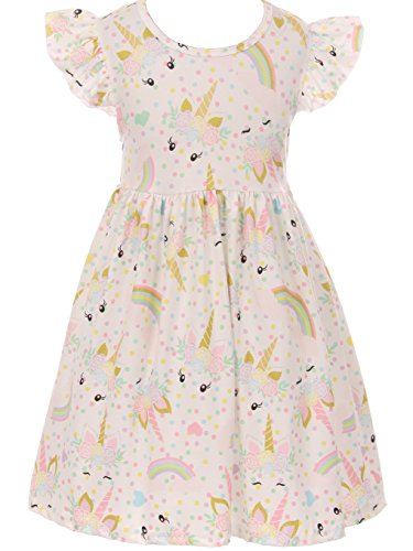 Cap Sleeve Unicorn Print Slip-on Dress 2t-8