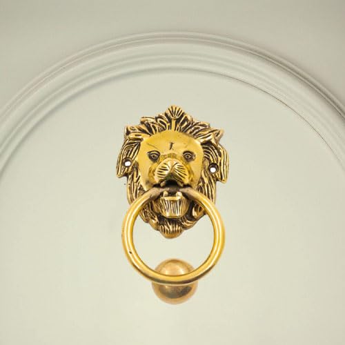 Putrika Brass Lion Door Knocker with Hanging Ring| Home Décor| Main Door Decorative Item |Lion Head Door Knocker 1