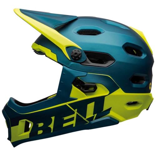 Bell Casco da bicicletta unisex per adulti Super DH Mips MTB, blu opaco/lucido/hi-viz, S | 52-56 cm