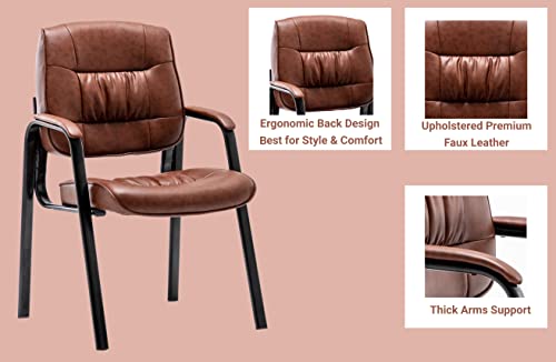 Btexpert Brown Leather Office Executive Waiting Room Guest Reception Side Conference Chair #TOP3