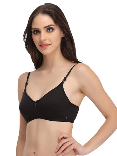 Image of Clovia Women's Cotton Rich Solid Non-Padded Full Cup Wire Free T-Shirt Bra - Dark Blue