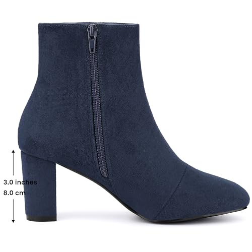 Allegra K Women's Side Zip Chunky Heels Ankle Boots2
