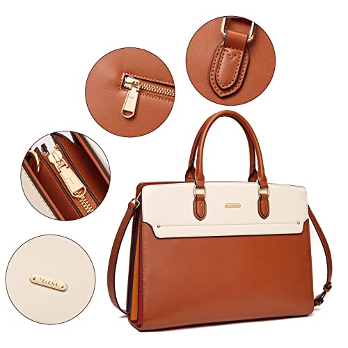 Image of Telena Laptop Tote Bag for Women, 15.6 Inch Shoulder Tote Bag Leather Briefcase for Women, Large Capacity Handbag Bags | 15.6 Inch