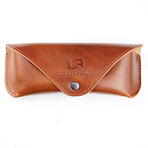 Hochwertige Leder-Sonnenbrillenetui aus Rindsleder, Brillenetui für Männer und Frauen, Braun - geöltes Leder, Einheitsgröße Cover