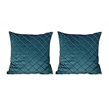 Spactz Fundas de cojín de terciopelo 18 x 18 cm, juego de 2 fundas de almohada decorativas para sofá, sofá de cama, índigo
