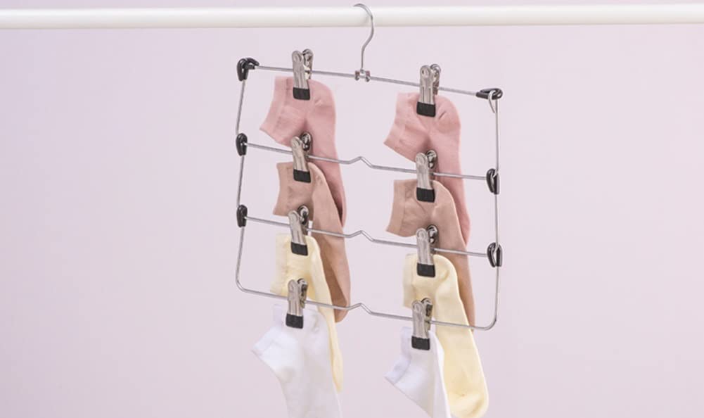 Colgador De Faldas De Metal De 4 Niveles, Ahorro De Espacio, con Clips, Organizador De Almacenamiento De Armario, Colgador De Pantalones Ajustable, 4 Uds. para Sudadera