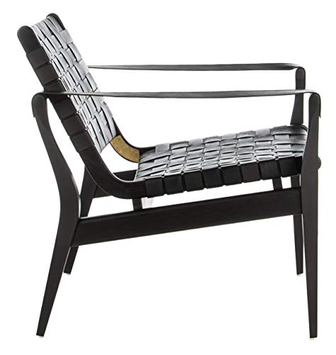 Safavieh Couture Home Dilan Black Leather Weave Safari Accent Chair #TOP3